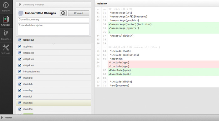 The Github application keeps track of changes to files, including additions and deletions, every time you commit changes.
